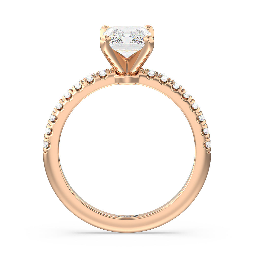 Radiant Cut Vela Micro Pave Diamond Engagement Ring with Lab Grown Diamond in 14KT Rose Gold view 2
