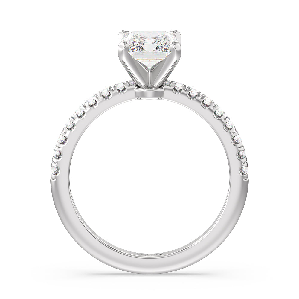 Radiant Cut Vela Micro Pave Diamond Engagement Ring with Lab Grown Diamond in 14KT Platinum view 2
