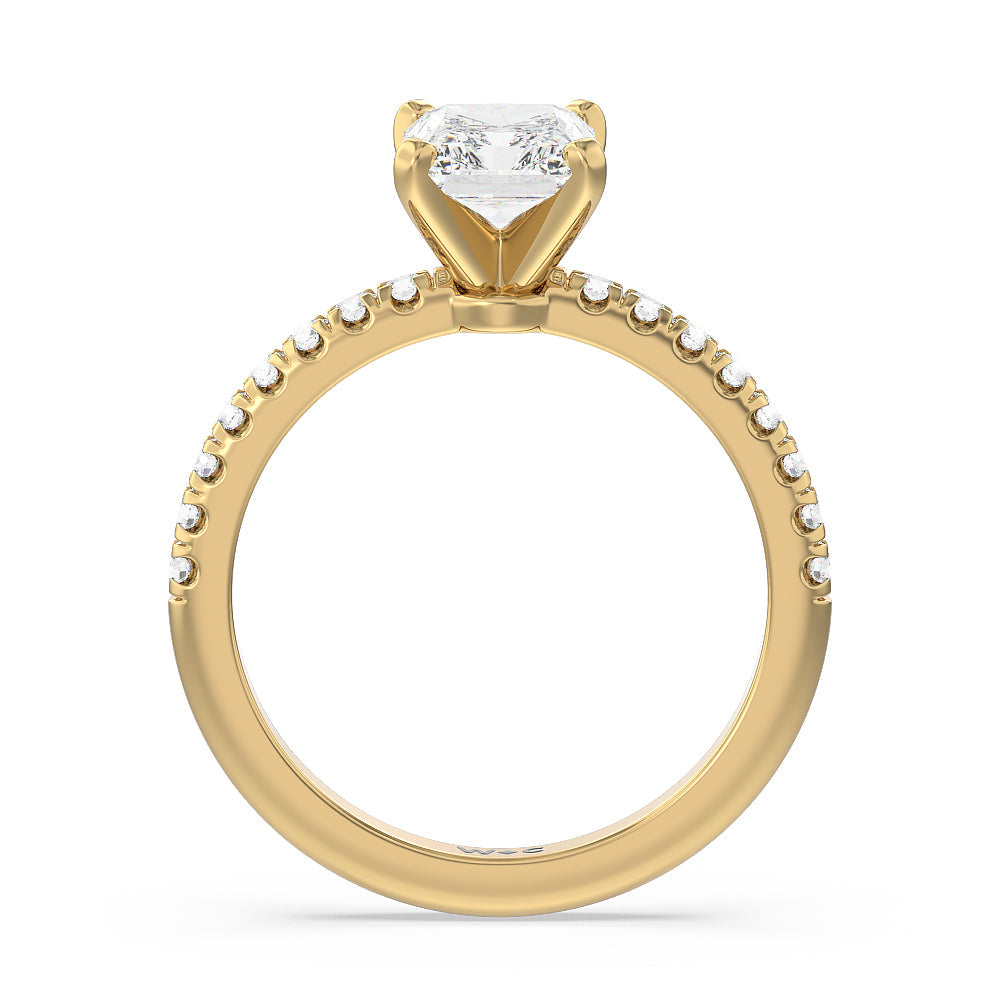 Radiant Cut Vela Micro Pave Diamond Engagement Ring with Lab Grown Diamond in 14KT Yellow Gold view 2
