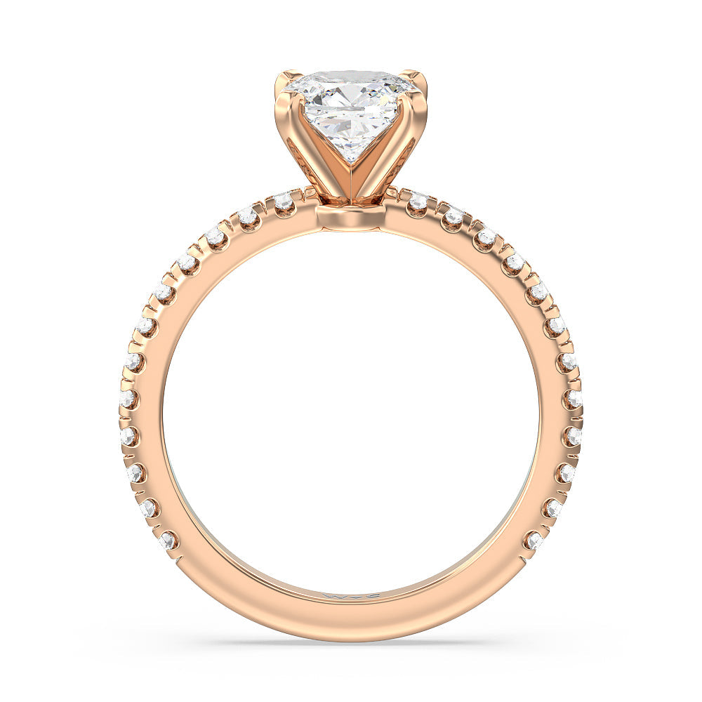 Cushion Cut Ara Medi Micro Pave Diamond Engagement Ring with Lab Grown Diamond in 14KT Rose Gold view 2
