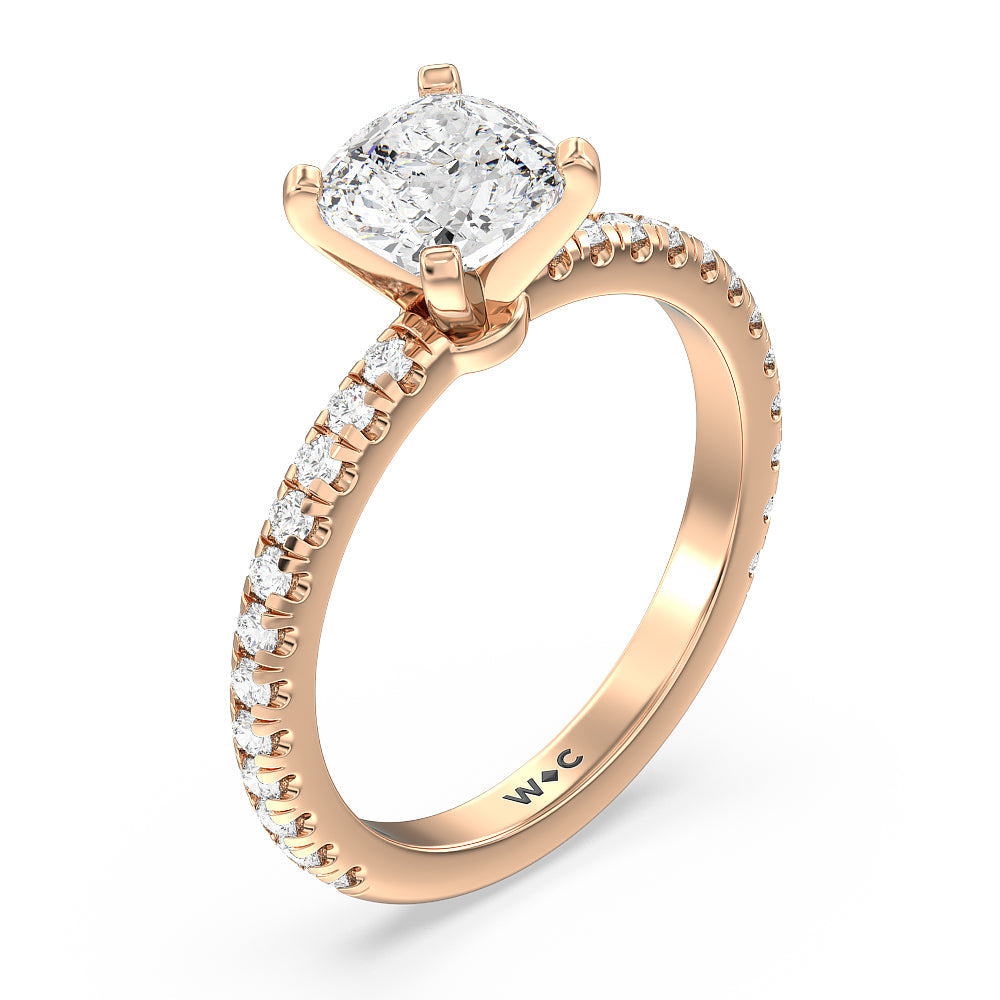 Cushion Cut Ara Medi Micro Pave Diamond Engagement Ring with Lab Grown Diamond in 14KT Rose Gold view 3
