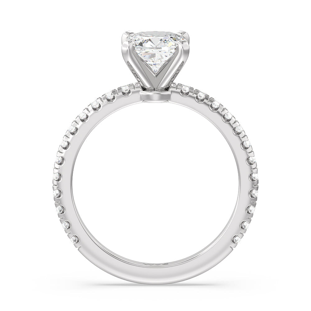 Cushion Cut Ara Medi Micro Pave Diamond Engagement Ring with Lab Grown Diamond in 14KT Platinum view 2
