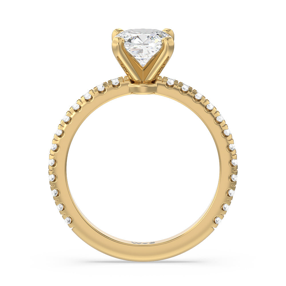 Cushion Cut Ara Medi Micro Pave Diamond Engagement Ring with Lab Grown Diamond in 14KT Yellow Gold view 2
