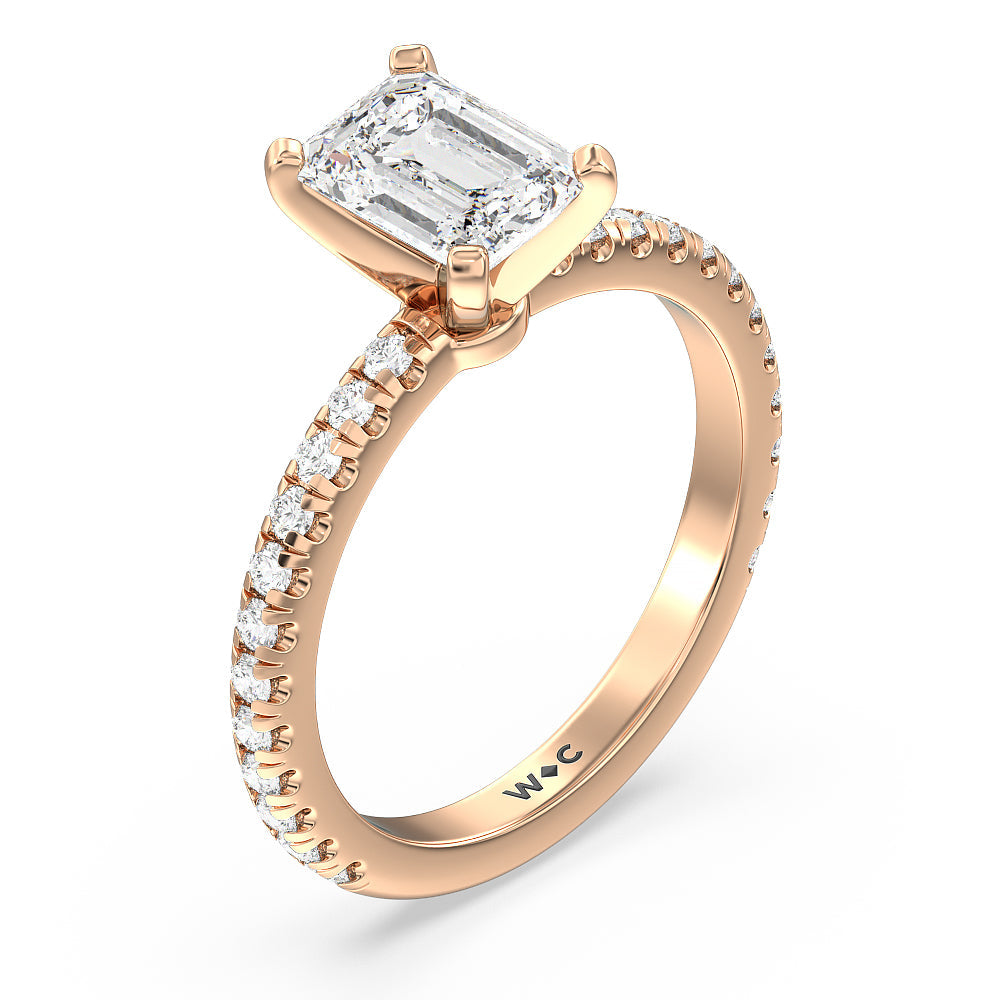 Emerald Cut Ara Medi Micro Pave Diamond Engagement Ring with Lab Grown Diamond in 14KT Rose Gold view 3

