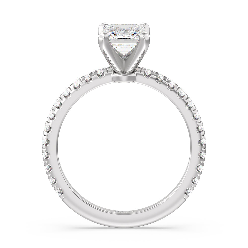 Emerald Cut Ara Medi Micro Pave Diamond Engagement Ring with Lab Grown Diamond in 14KT Platinum view 2
