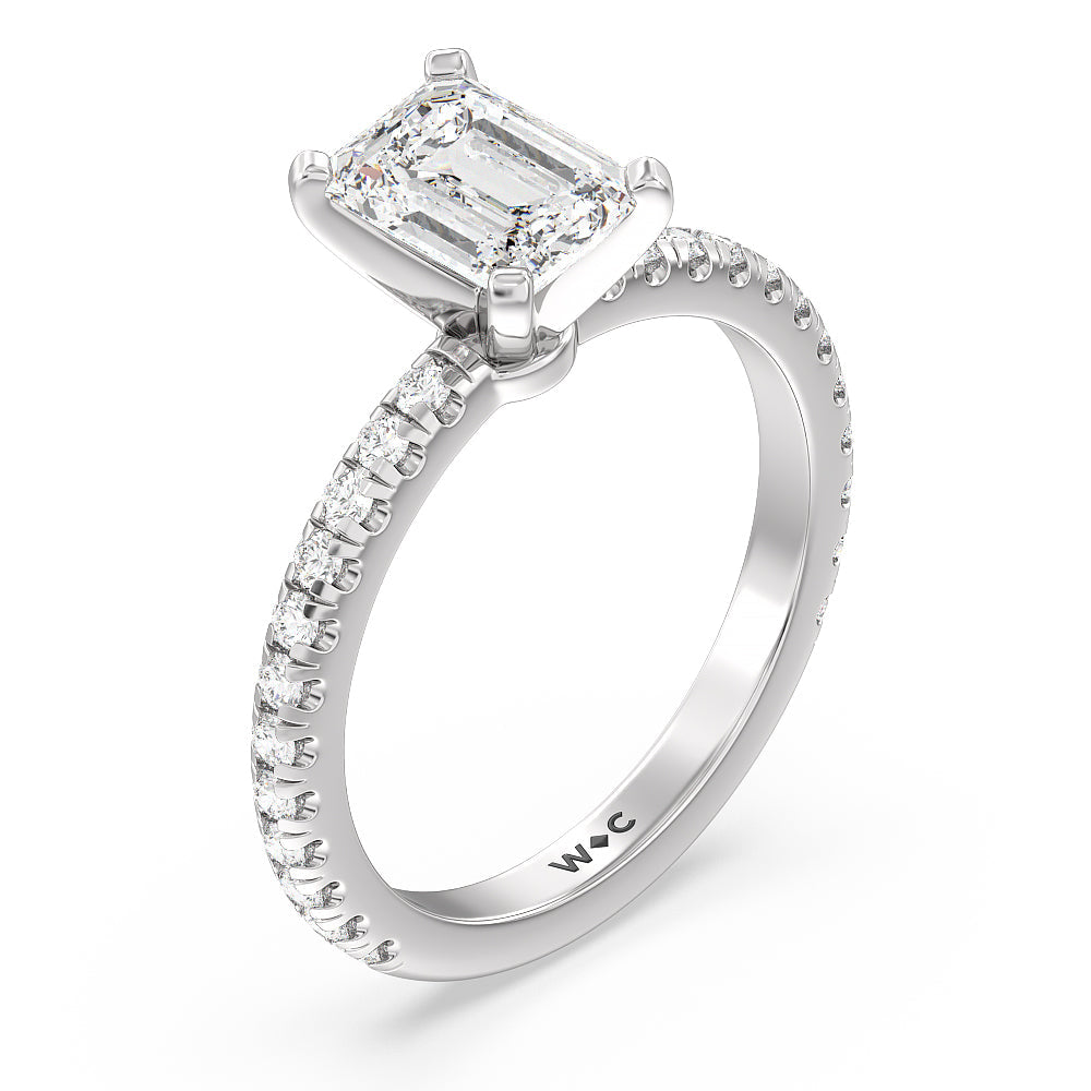 Emerald Cut Ara Medi Micro Pave Diamond Engagement Ring with Lab Grown Diamond in 14KT Platinum view 3
