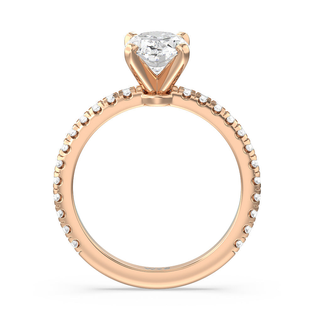 Oval Cut Ara Medi Micro Pave Diamond Engagement Ring with Lab Grown Diamond in 14KT Rose Gold view 2

