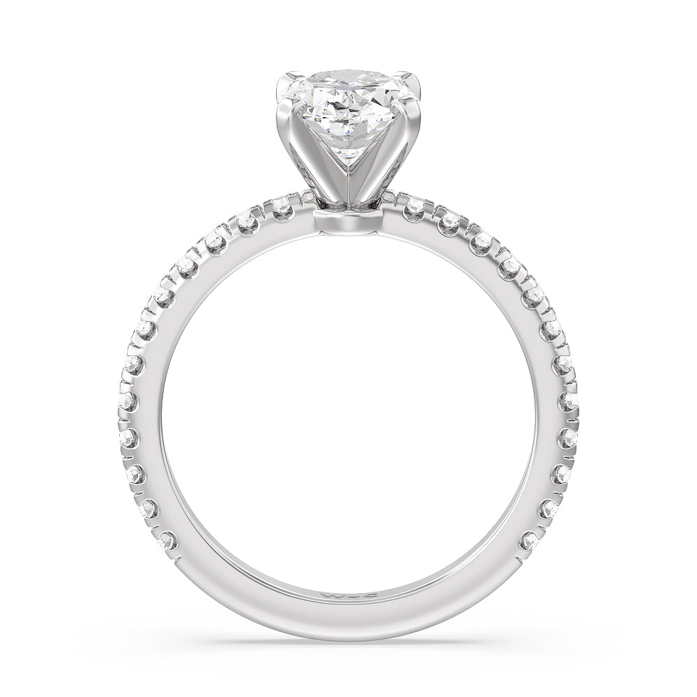 Oval Cut Ara Medi Micro Pave Diamond Engagement Ring with Lab Grown Diamond in 14KT Platinum view 2
