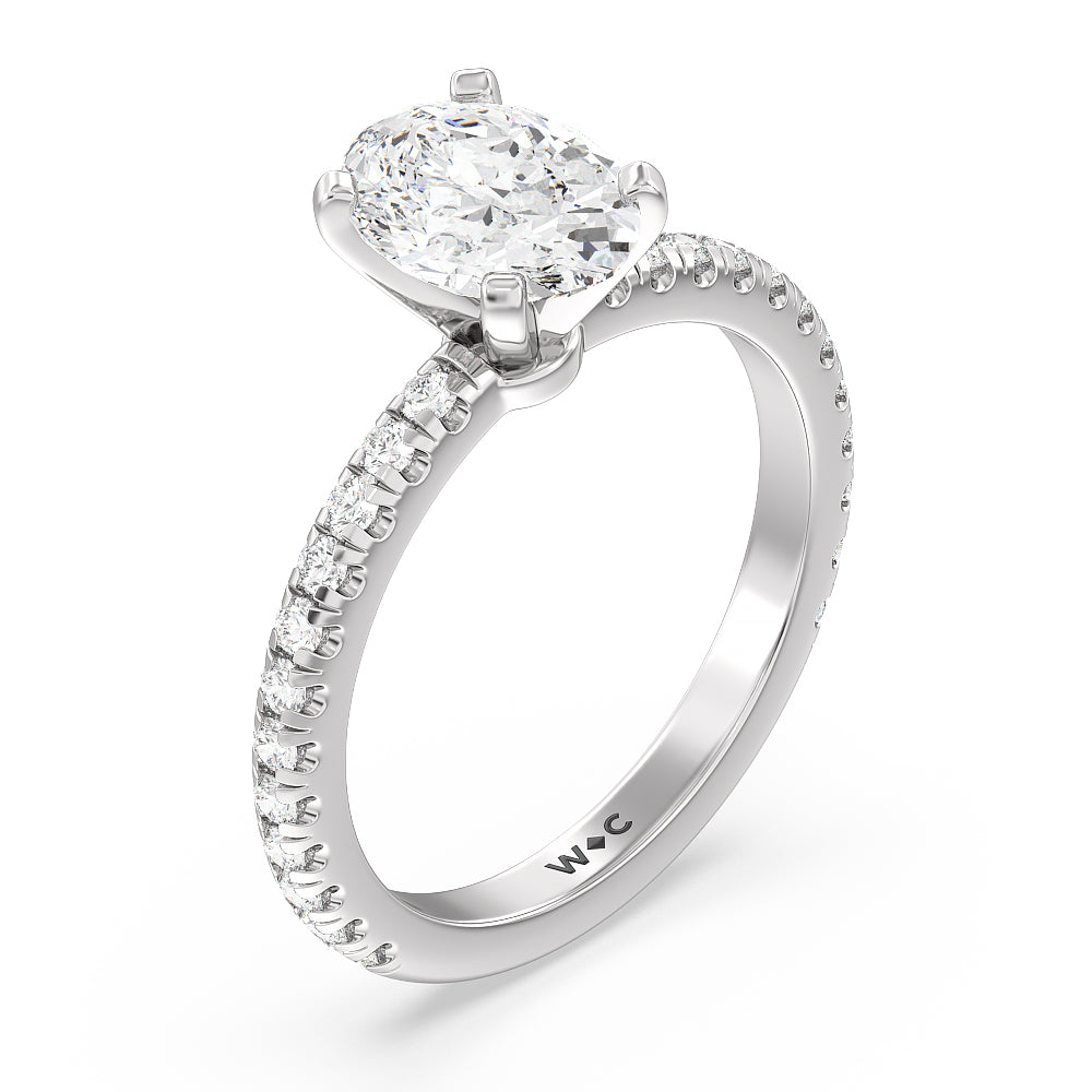 Oval Cut Ara Medi Micro Pave Diamond Engagement Ring with Lab Grown Diamond in 14KT Platinum view 3
