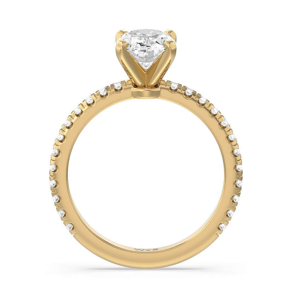 Oval Cut Ara Medi Micro Pave Diamond Engagement Ring with Lab Grown Diamond in 14KT Yellow Gold view 2
