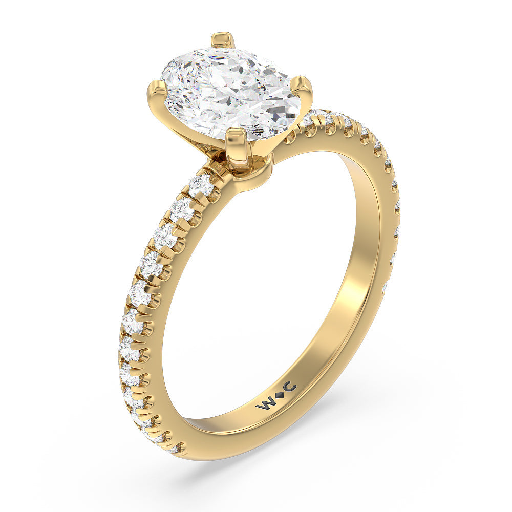 Oval Cut Ara Medi Micro Pave Diamond Engagement Ring with Lab Grown Diamond in 14KT Yellow Gold view 3
