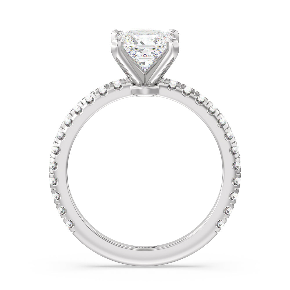 Princess Cut Ara Medi Micro Pave Diamond Engagement Ring with Lab Grown Diamond in 14KT Platinum view 2
