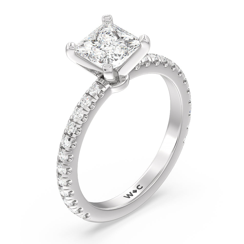 Princess Cut Ara Medi Micro Pave Diamond Engagement Ring with Lab Grown Diamond in 14KT Platinum view 3
