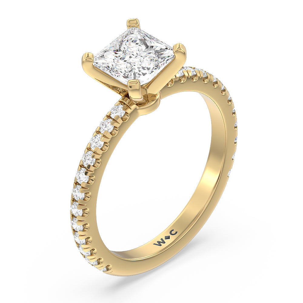 Princess Cut Ara Medi Micro Pave Diamond Engagement Ring with Lab Grown Diamond in 14KT Yellow Gold view 3
