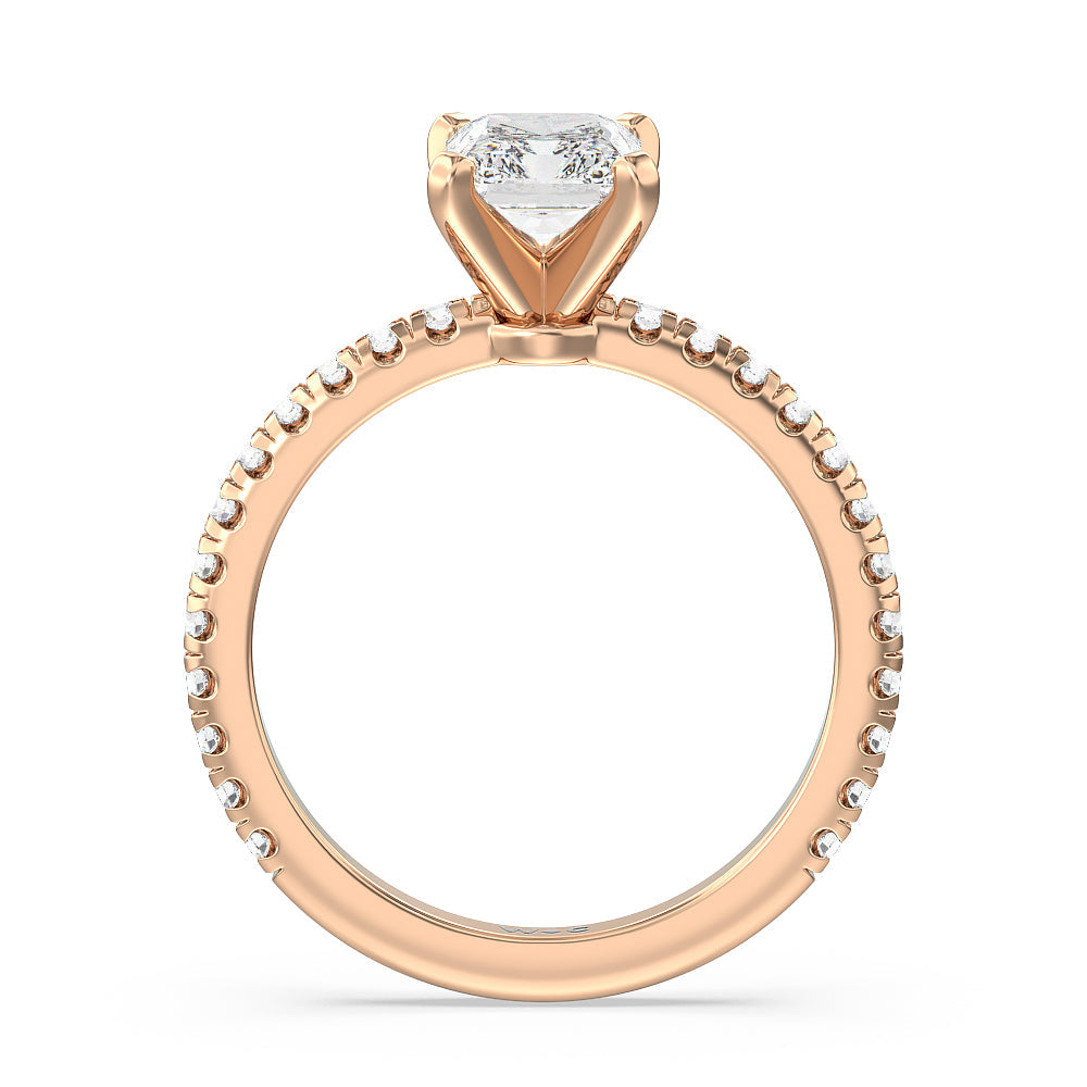 Radiant Cut Ara Medi Micro Pave Diamond Engagement Ring with Lab Grown Diamond in 14KT Rose Gold view 2
