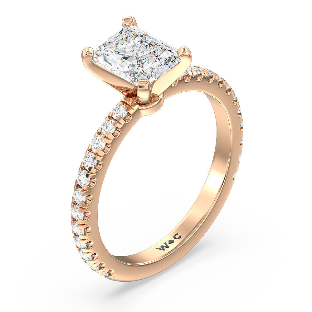 Radiant Cut Ara Medi Micro Pave Diamond Engagement Ring with Lab Grown Diamond in 14KT Rose Gold view 3
