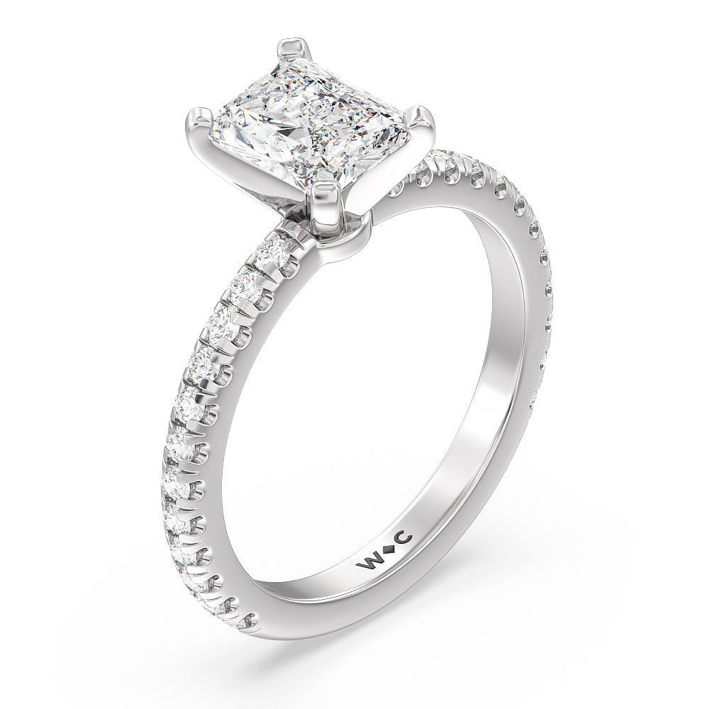 Radiant Cut Ara Medi Micro Pave Diamond Engagement Ring with Lab Grown Diamond in 14KT Platinum view 3
