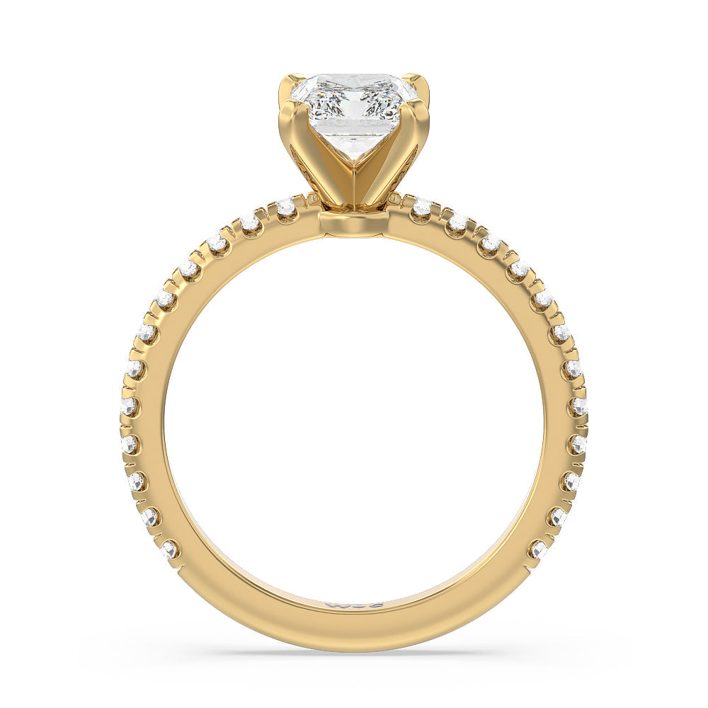 Radiant Cut Ara Medi Micro Pave Diamond Engagement Ring with Lab Grown Diamond in 14KT Yellow Gold view 2
