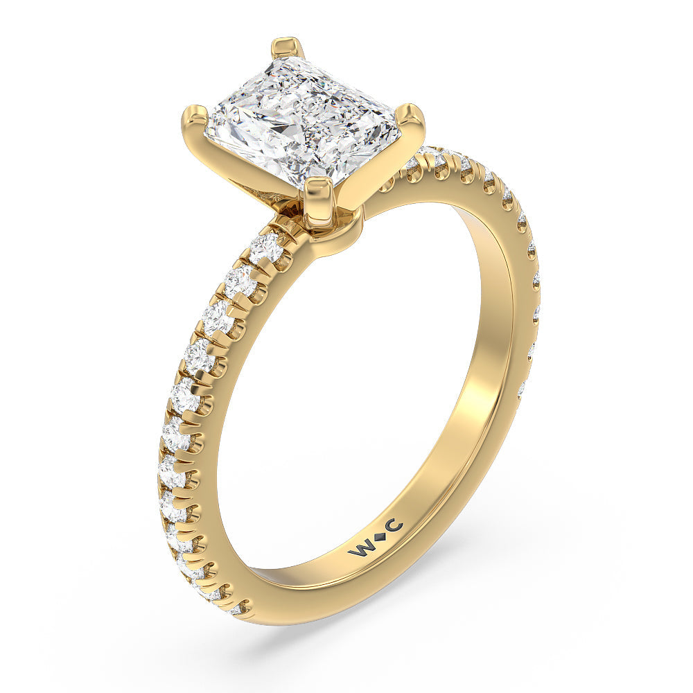 Radiant Cut Ara Medi Micro Pave Diamond Engagement Ring with Lab Grown Diamond in 14KT Yellow Gold view 3
