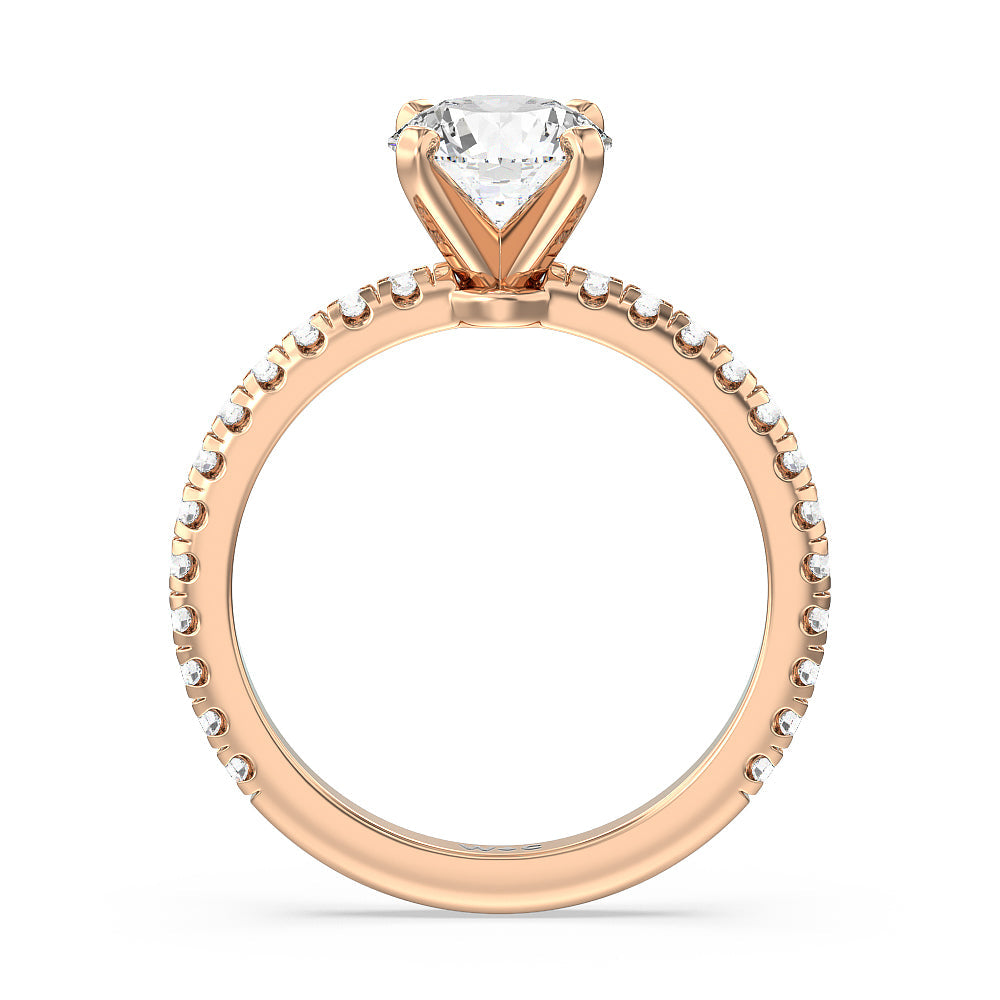 Round Cut Ara Medi Micro Pave Diamond Engagement Ring with Lab Grown Diamond in 14KT Rose Gold view 2
