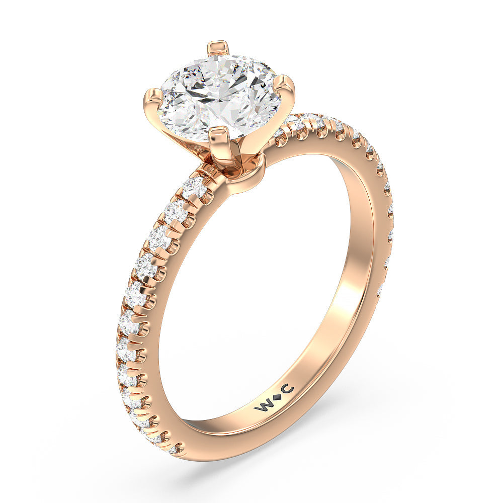 Round Cut Ara Medi Micro Pave Diamond Engagement Ring with Lab Grown Diamond in 14KT Rose Gold view 3
