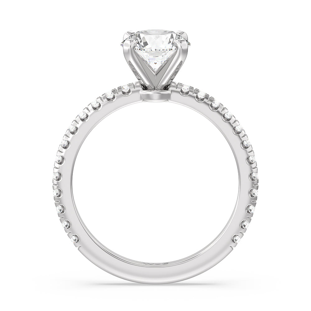 Round Cut Ara Medi Micro Pave Diamond Engagement Ring with Lab Grown Diamond in 14KT Platinum view 2
