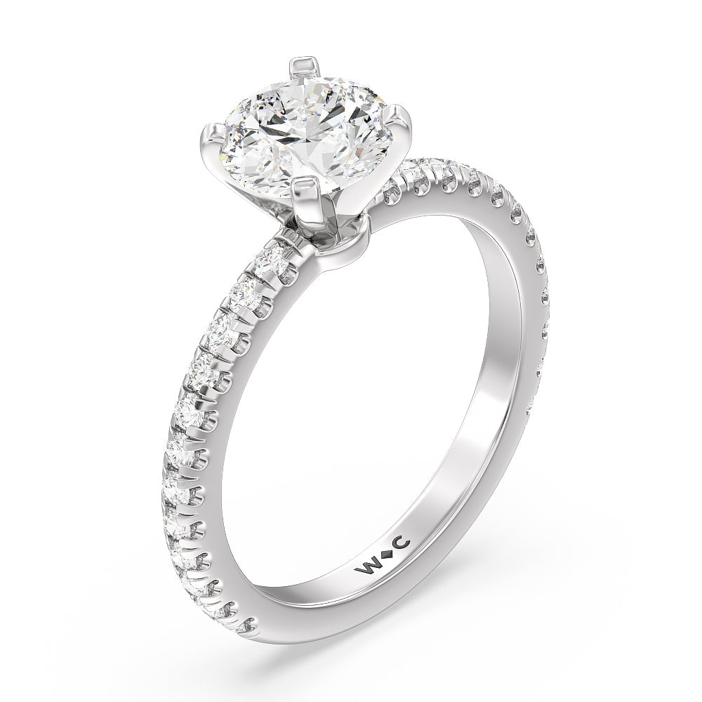 Round Cut Ara Medi Micro Pave Diamond Engagement Ring with Lab Grown Diamond in 14KT Platinum view 3
