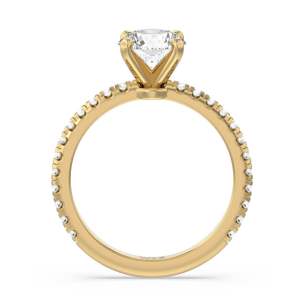 Round Cut Ara Medi Micro Pave Diamond Engagement Ring with Lab Grown Diamond in 14KT Yellow Gold view 2
