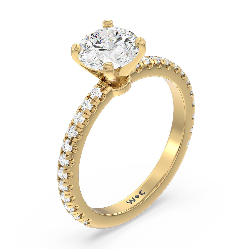 Round Cut Ara Medi Micro Pave Diamond Engagement Ring with Lab Grown Diamond in 14KT Yellow Gold view 3
