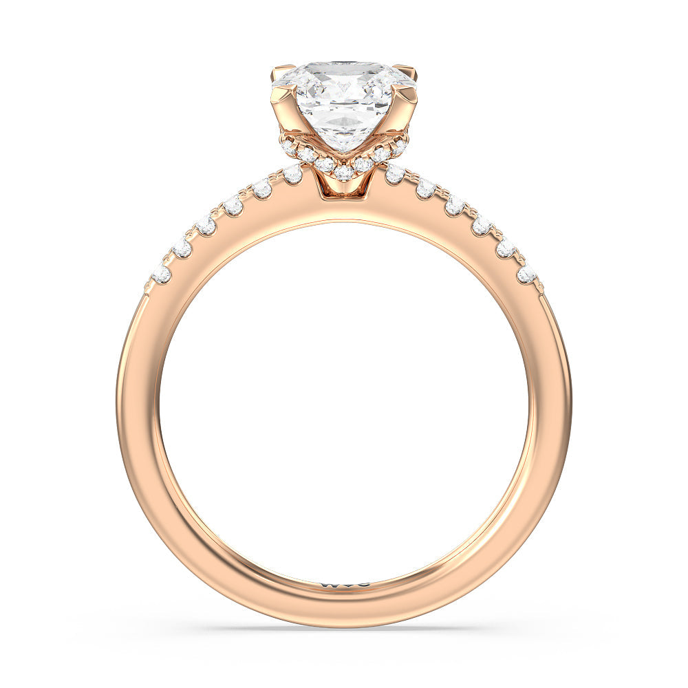 Cushion Cut Lyra Hidden Halo Engagement Ring with Lab Grown Diamond in 14KT Rose Gold view 2
