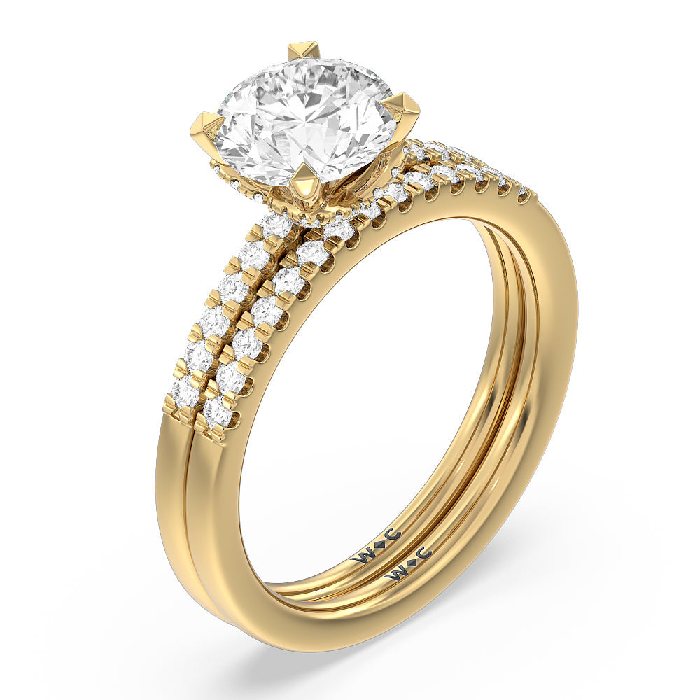 Cushion Cut Lyra Hidden Halo Engagement Ring with Lab Grown Diamond in 14KT Yellow Gold view 4
