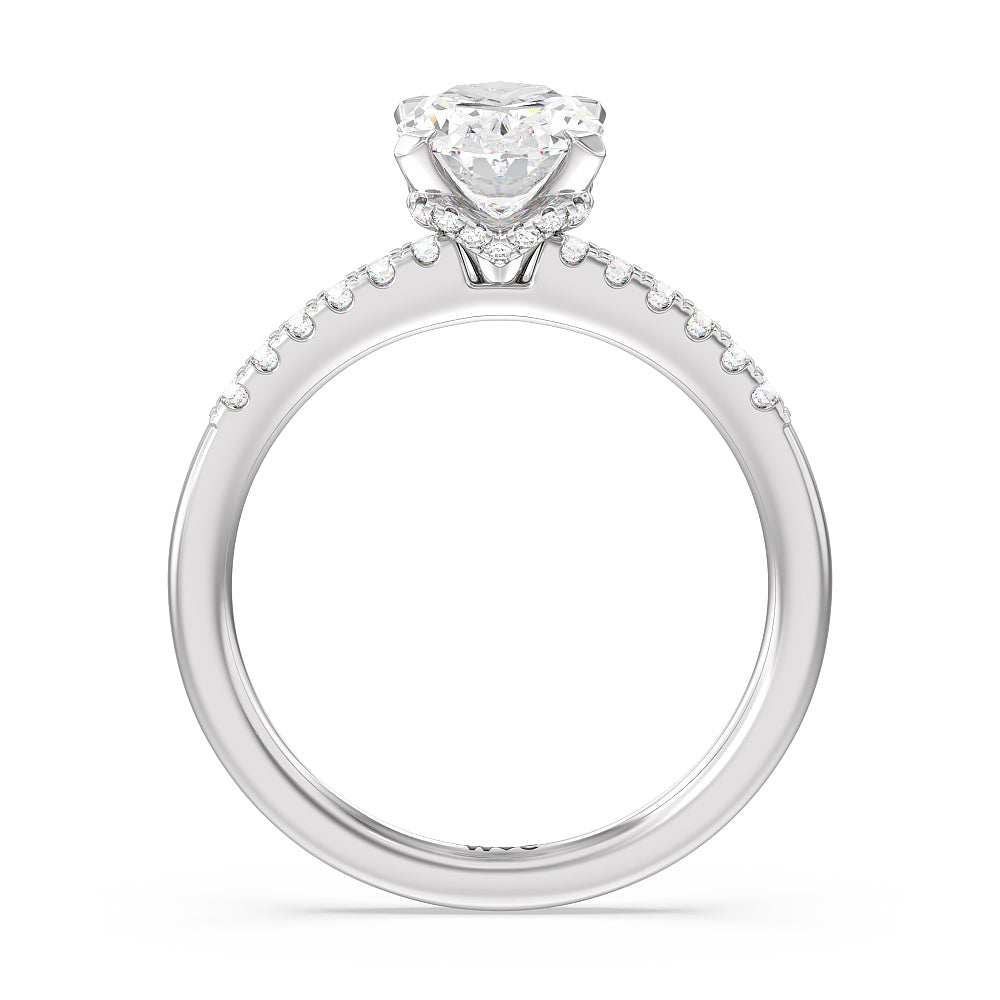 Oval Cut Lyra Hidden Halo Engagement Ring with Lab Grown Diamond in 14KT Platinum view 2
