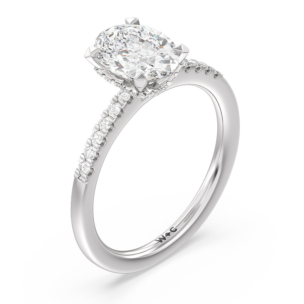 Oval Cut Lyra Hidden Halo Engagement Ring with Lab Grown Diamond in 14KT Platinum view 3

