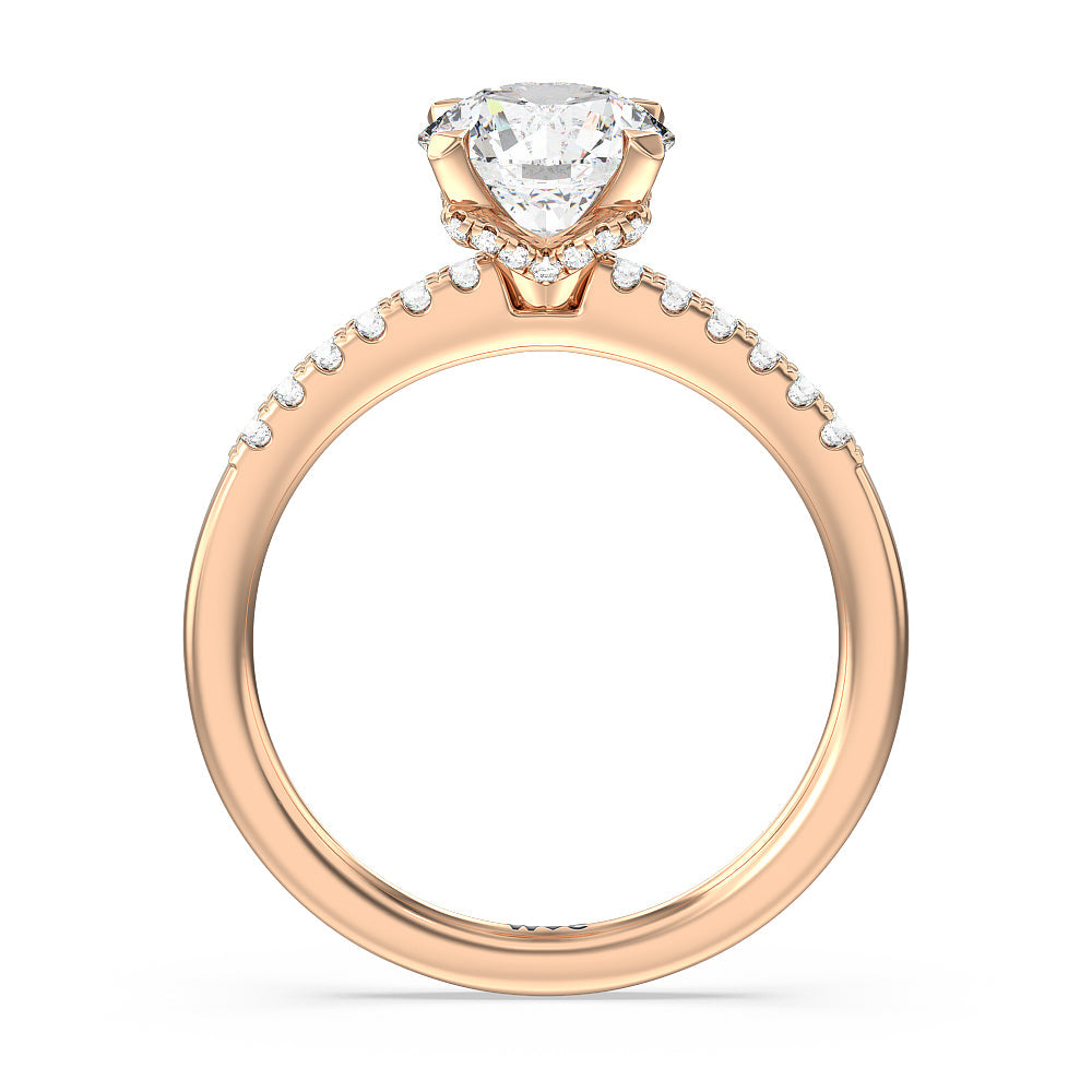 Round Cut Lyra Hidden Halo Engagement Ring with Lab Grown Diamond in 14KT Rose Gold view 2
