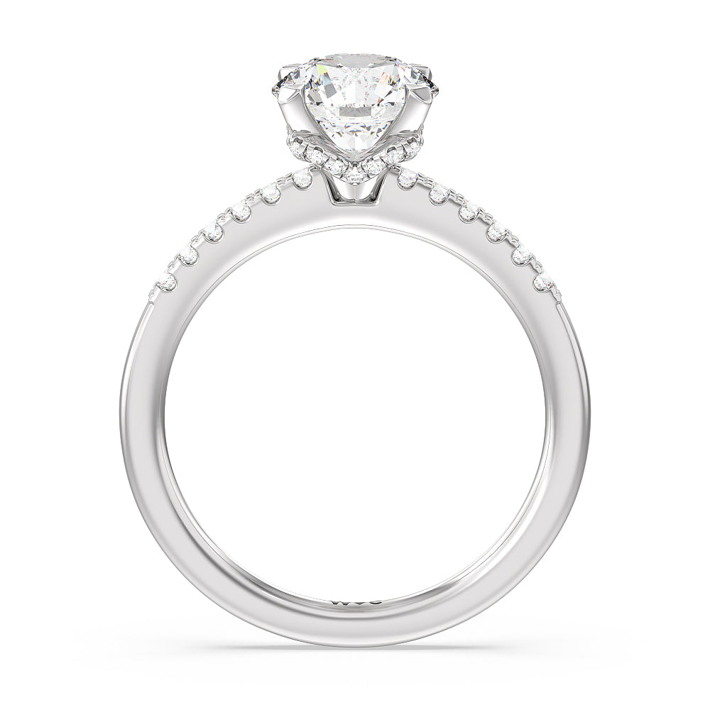 Round Cut Lyra Hidden Halo Engagement Ring with Lab Grown Diamond in 14KT Platinum view 2
