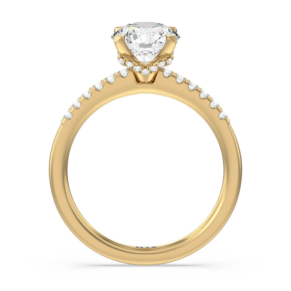 Round Cut Lyra Hidden Halo Engagement Ring with Lab Grown Diamond in 14KT Yellow Gold view 2
