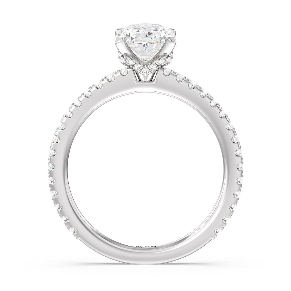 Ara Midi Hidden Halo Engagement Ring with Oval Cut Diamond in 14KT Platinum view 2
