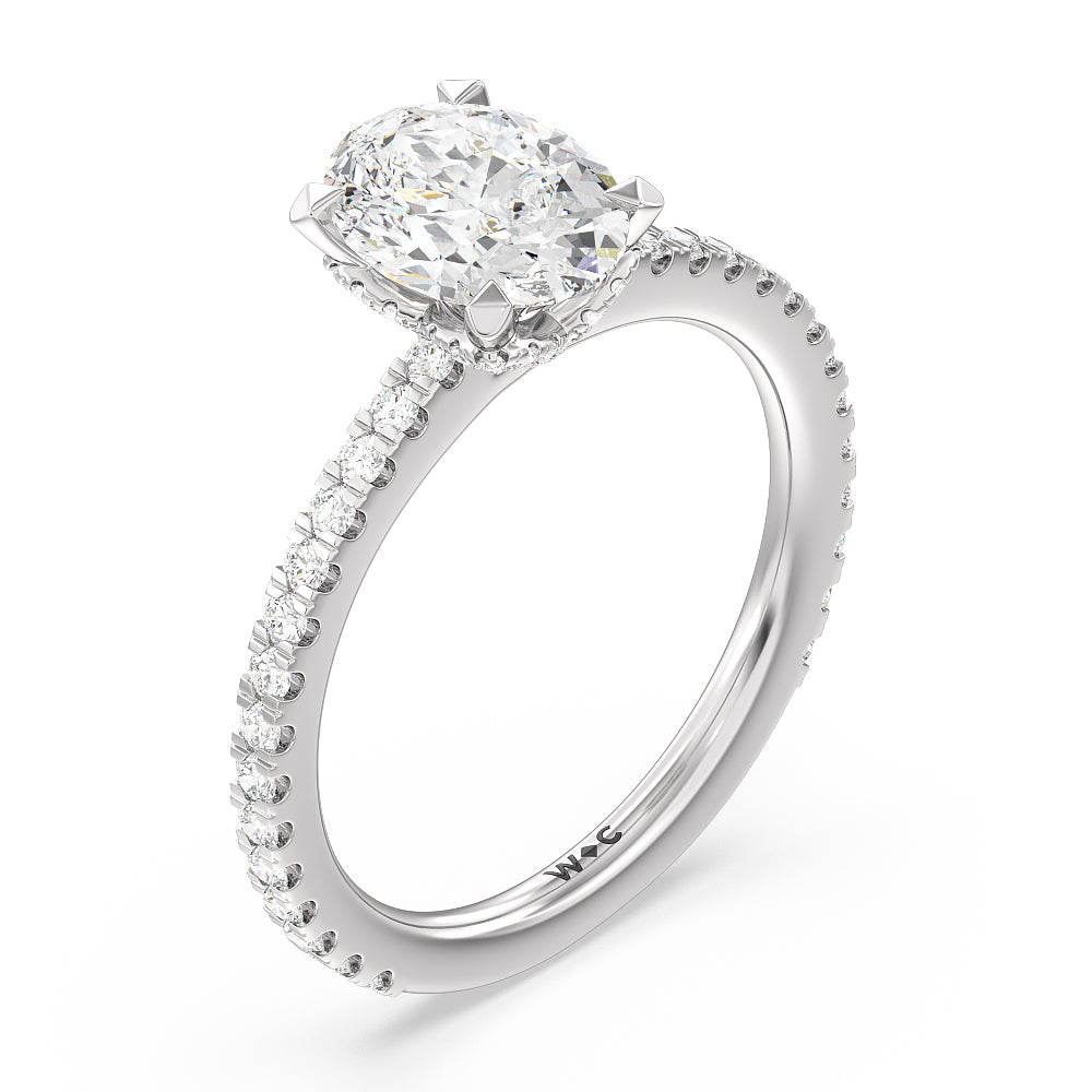 Ara Midi Hidden Halo Engagement Ring with Oval Cut Diamond in 14KT Platinum view 3
