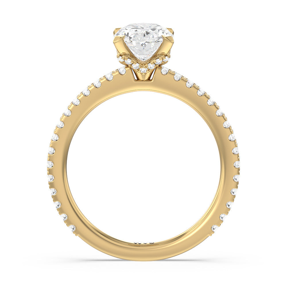 Ara Midi Hidden Halo Engagement Ring with Oval Cut Diamond in 14KT Yellow Gold view 2

