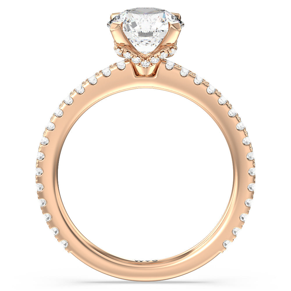 Ara Midi Hidden Halo Engagement Ring with Round Cut Diamond in 14KT Rose Gold view 2
