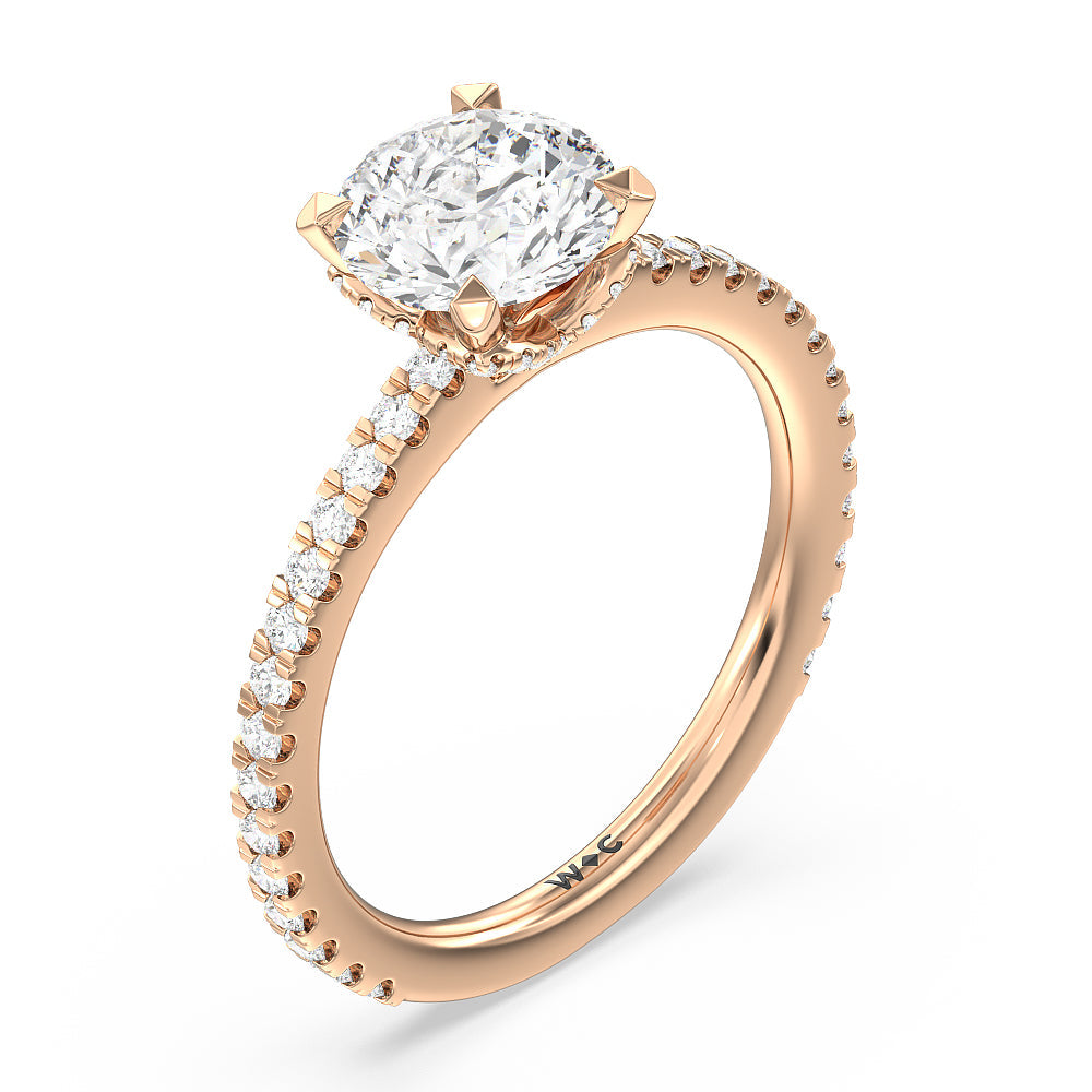 Ara Midi Hidden Halo Engagement Ring with Round Cut Diamond in 14KT Rose Gold view 3

