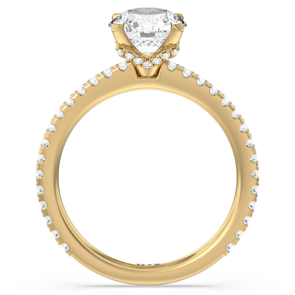 Ara Midi Hidden Halo Engagement Ring with Round Cut Diamond in 14KT Yellow Gold view 2

