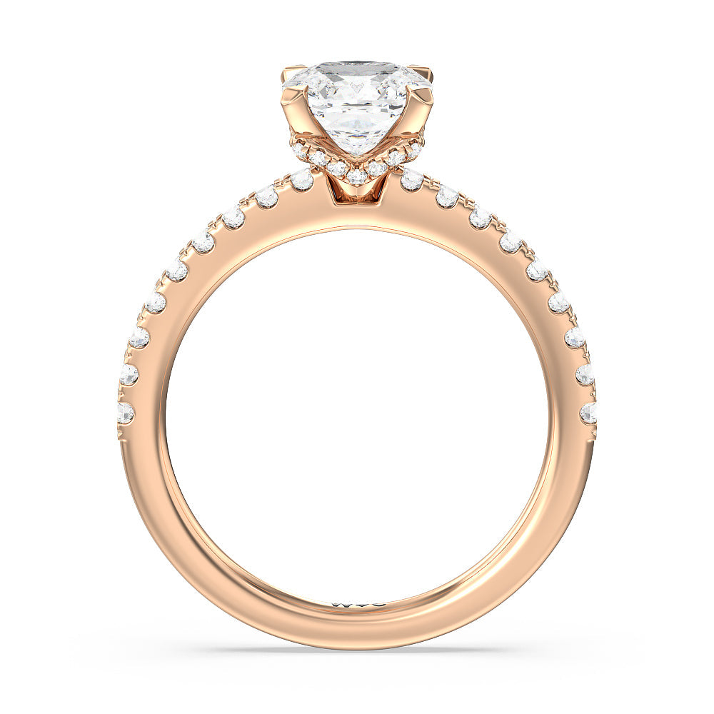 Cushion Cut Vela Medi Hidden Halo Engagement Ring with Lab Grown Diamond in 14KT Rose Gold view 2
