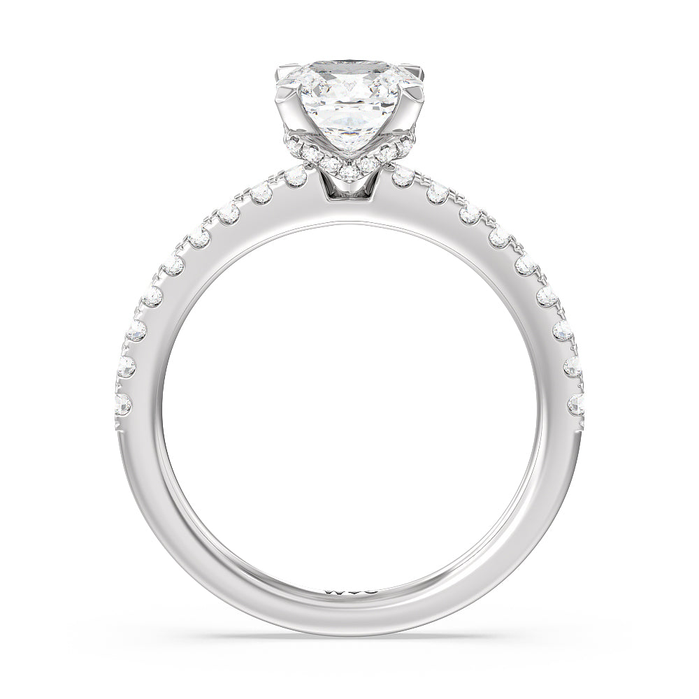 Cushion Cut Vela Medi Hidden Halo Engagement Ring with Lab Grown Diamond in 14KT Platinum view 3
