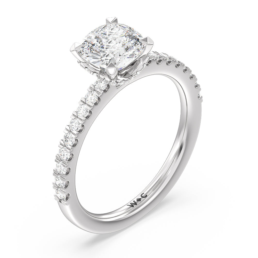 Cushion Cut Vela Medi Hidden Halo Engagement Ring with Lab Grown Diamond in 14KT Platinum view 4
