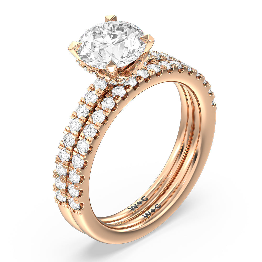 Oval Cut Vela Medi Hidden Halo Engagement Ring with Lab Grown Diamond in 14KT Rose Gold view 4
