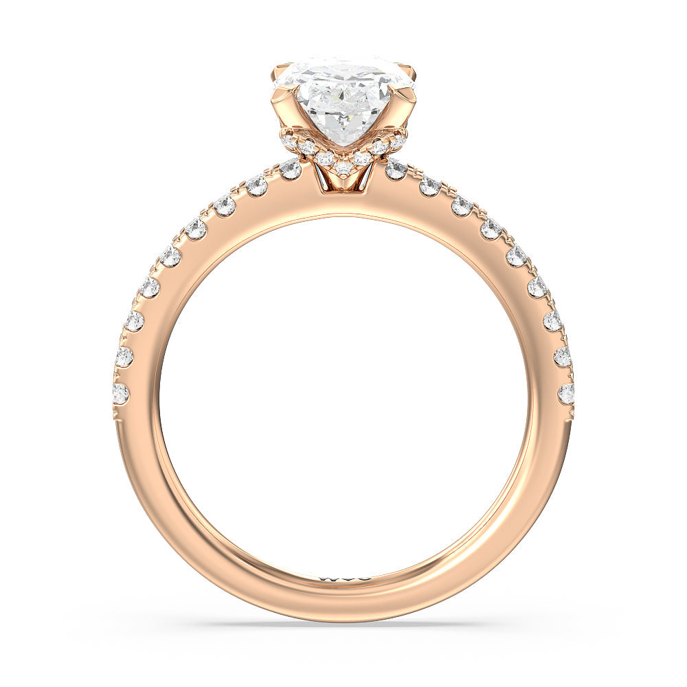 Oval Cut Vela Medi Hidden Halo Engagement Ring with Lab Grown Diamond in 14KT Rose Gold view 2
