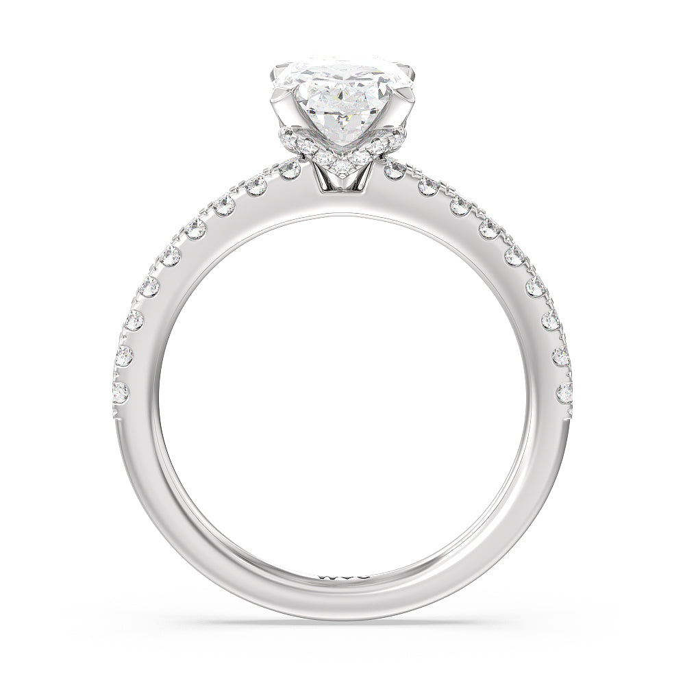 Oval Cut Vela Medi Hidden Halo Engagement Ring with Lab Grown Diamond in 14KT Platinum view 2
