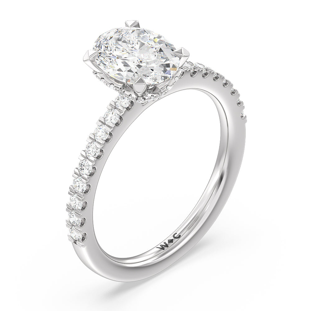 Oval Cut Vela Medi Hidden Halo Engagement Ring with Lab Grown Diamond in 14KT Platinum view 3
