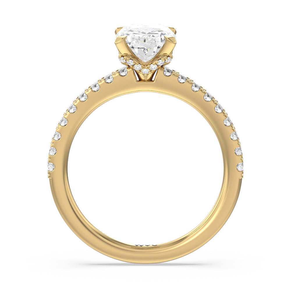 Oval Cut Vela Medi Hidden Halo Engagement Ring with Lab Grown Diamond in 14KT Yellow Gold view 2
